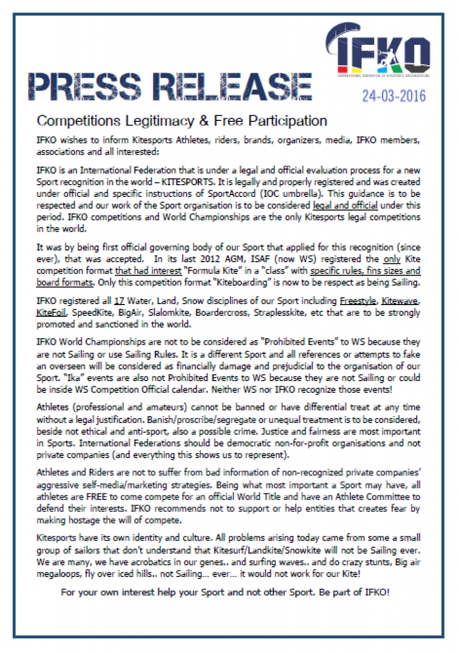 Competitions Legitimacy &amp; Free Participation 24-3-2017